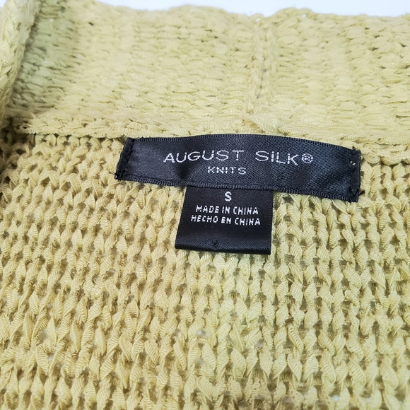 August Silk Knit Cropped Cardigan Lime Green EUC - Picture 4 of 6